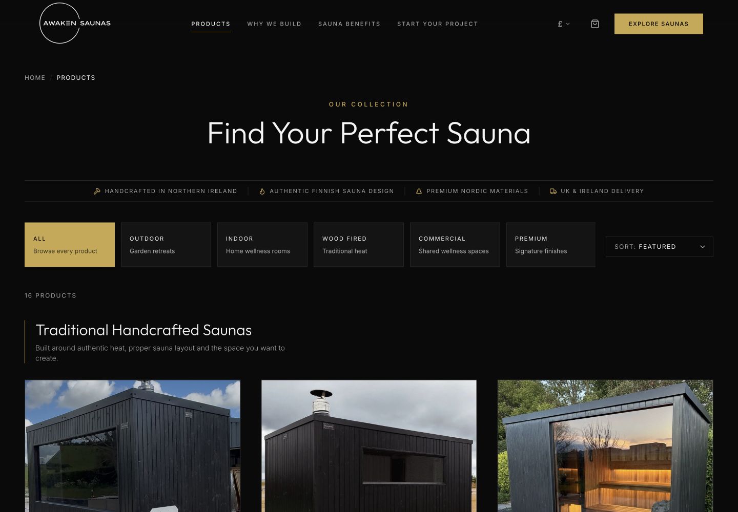 Awaken Saunas product collection with filters by Stocks Local